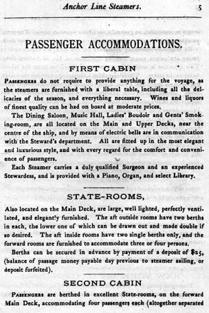 Anchor Line Passenger Accommodations, page 1